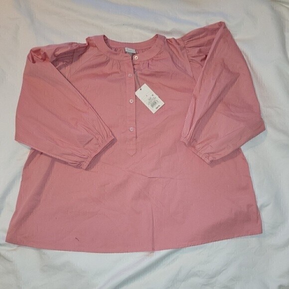 A New Day 1/2 Button Down Henley Blouse - Picture 2 of 3